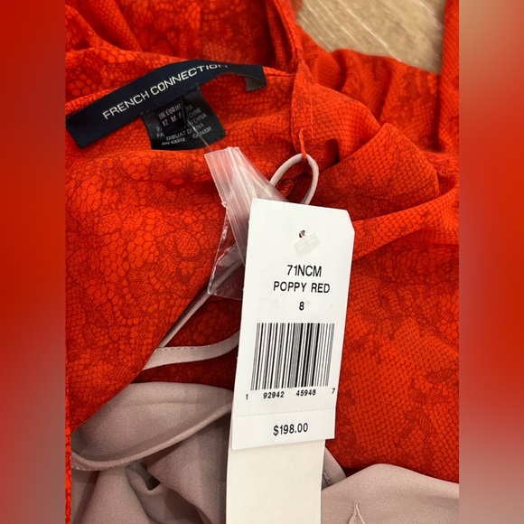 French connection red poppy lace mini dress size 8 - Picture 9 of 14